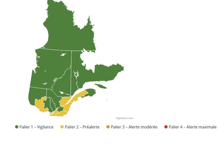 COVID-19: la Mauricie/Centre-du-Québec demeure au premier palier d’alerte